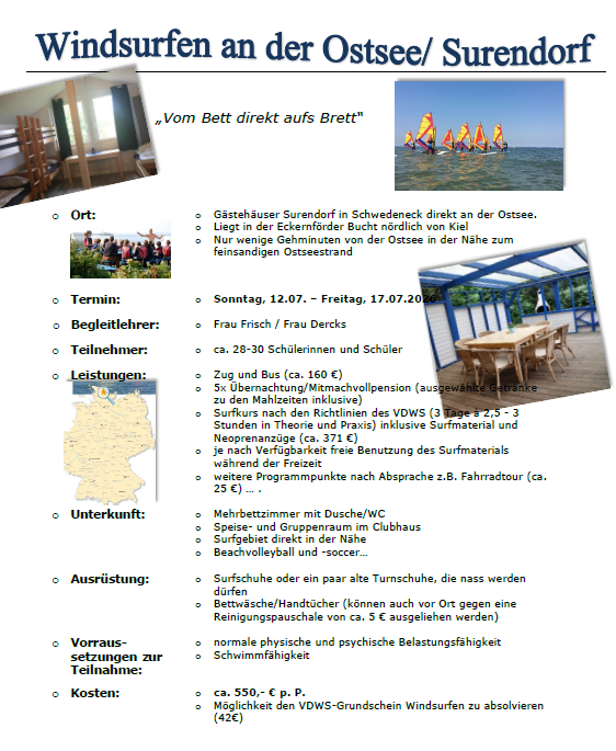 Studienfahrt Windsurfen - Ostsee